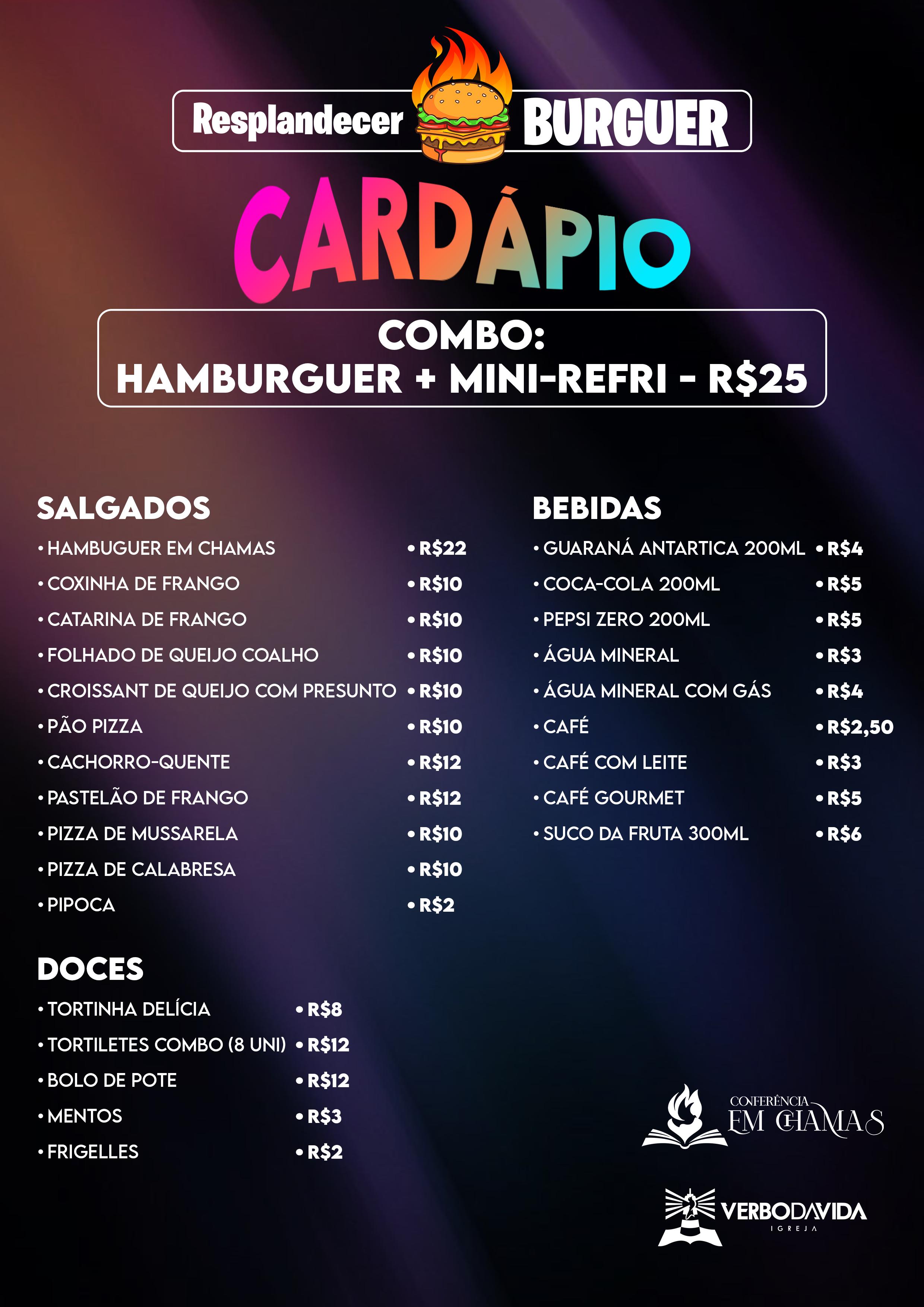 Cardápio Resplandecer Burguer